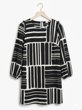 ELOQUII Black White Abstract Puff Sleeve Tee Dress Size 16 As Seen On TV
